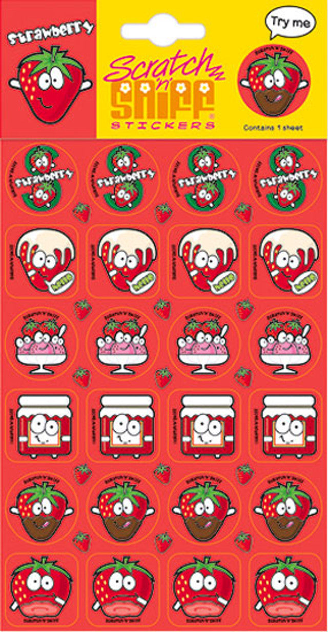 Strawberry - Scratch 'n' Sniff (24 stickers)